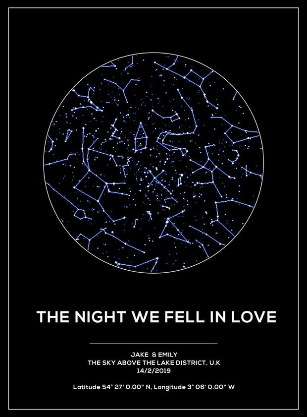 Personalised Star Map Poster Print, The Night Sky When We Fell in Love