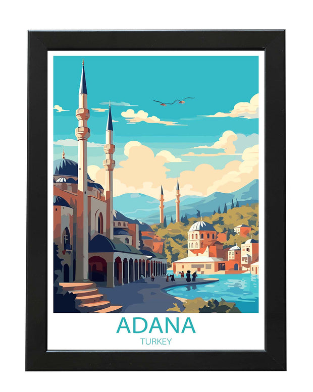 ADANA TURKEY - RETRO TRAVEL POSTER PRINT WANDERLUST WALL ART WHITE