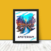 Amsterdam Travel Poster Print Cityscape Modern Wall Art interior decor / home furnishings