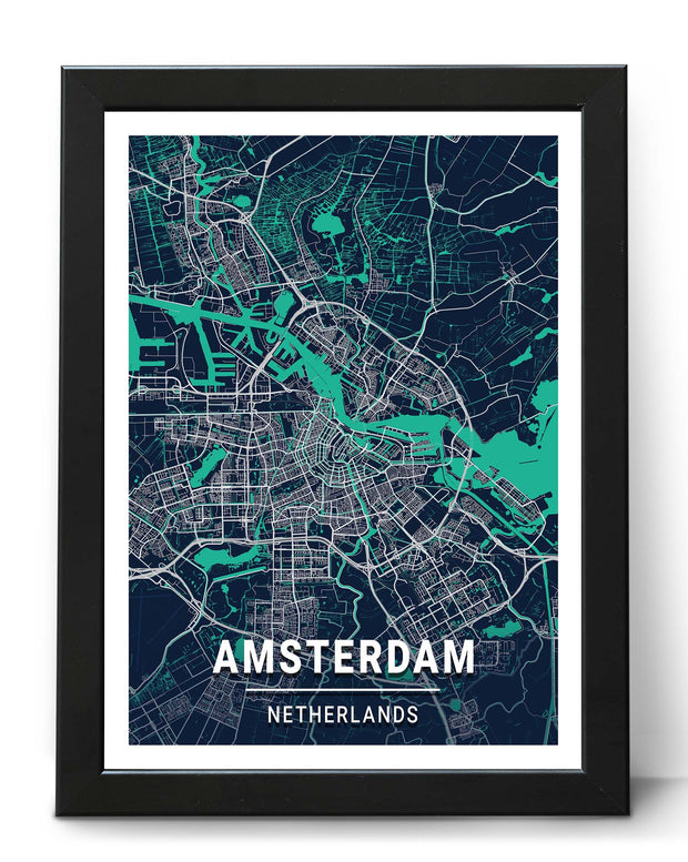 AMSTERDAM CITY MAP POSTER PRINT WALL ART COLLECTION UNIQUE ART PRINTS