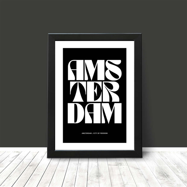 Amsterdam Typography Poster Print Modern Art City of Freedom Wall Art