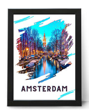 Amsterdam Travel Poster Print Cityscape Modern Wall Art interior decor / home furnishings