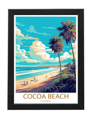 COCOA BEACH TRAVEL POSTER PRINT - RETRO WALL ART FLORIDA USA WANDERLUST WHITE