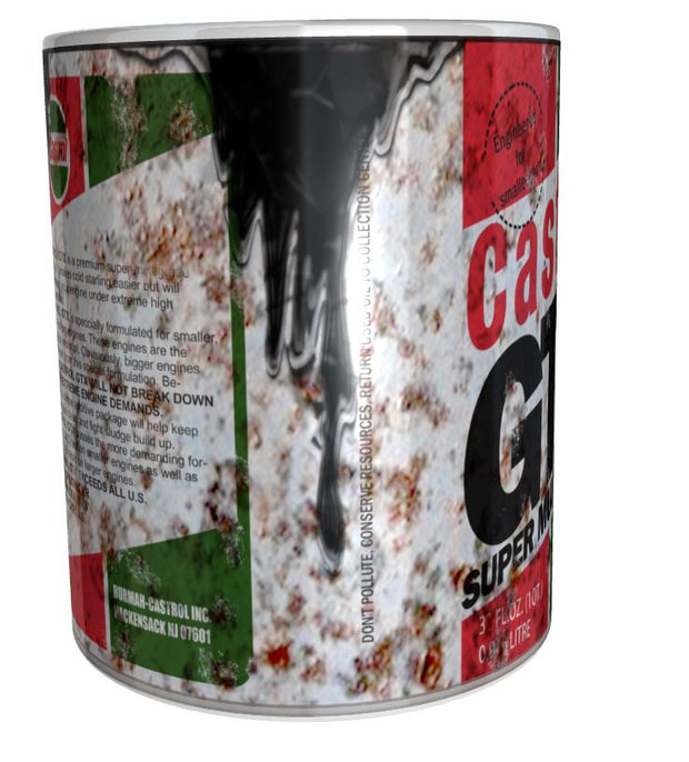 Castrol GTX oil mug 11oz ceramic mug gift for mechanic distressed retro oil