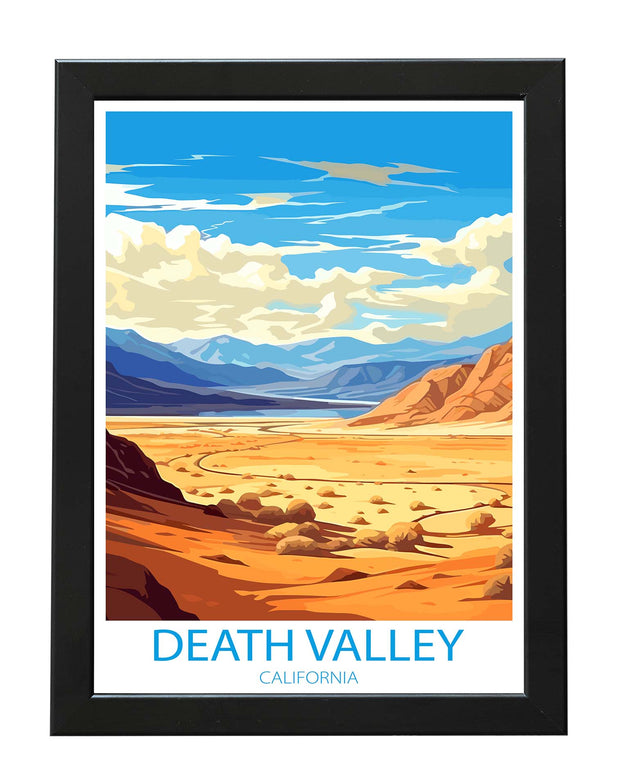 DEATH VALLEY CALIFORNIA TRAVEL POSTER PRINT - RETRO WALL ART WANDERLUST WHITE