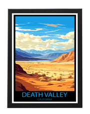 DEATH VALLEY CALIFORNIA TRAVEL POSTER PRINT - RETRO WALL ART WANDERLUST BLACK