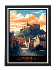 EDINBURGH CITY CASTLE POSTER PRINT SCENIC TRAVEL WALL ART GIFTS FOR ALL OCCASIONS BLACK