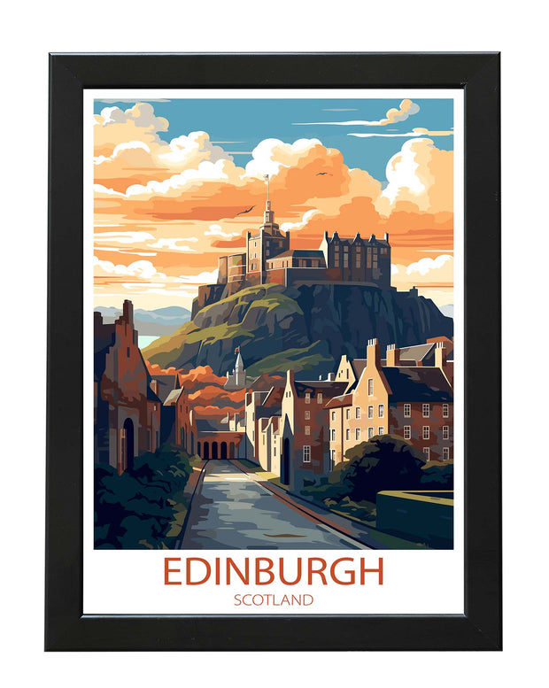 EDINBURGH CITY CASTLE POSTER PRINT SCENIC TRAVEL WALL ART GIFTS FOR ALL OCCASIONS WHITE