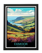 EXMOOR NATIONAL PARK POSTER PRINT SCENIC TRAVEL WALL ART GIFTS FOR ALL OCCASIONS BLACK