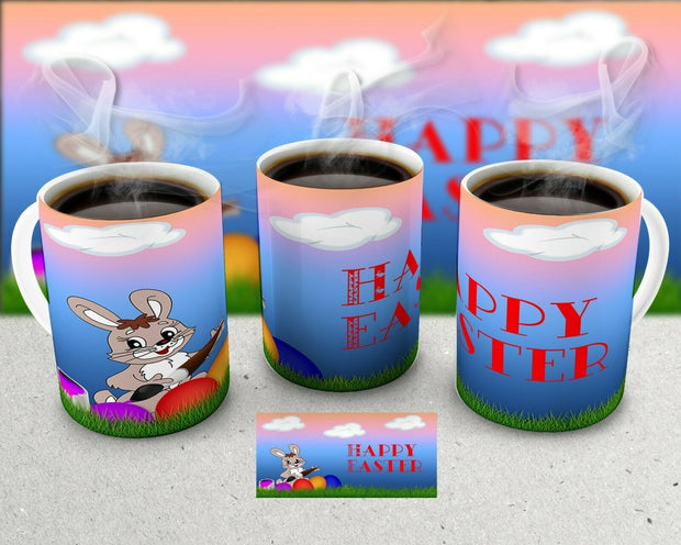 Easter mug, Happy Easter, bunny, eggs, choose your own mug design