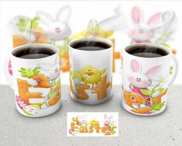 Easter mug, Happy Easter, bunny, eggs, choose your own mug design