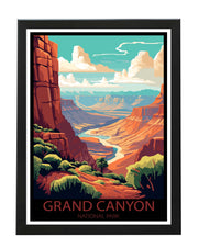 GRAND CANYON POSTER PRINT RETRO TRAVEL WALL ART PRINTS NATIONAL PARK BLACK