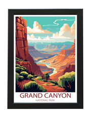 GRAND CANYON POSTER PRINT RETRO TRAVEL WALL ART PRINTS NATIONAL PARK WHITE