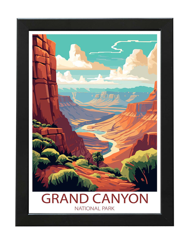 GRAND CANYON POSTER PRINT RETRO TRAVEL WALL ART PRINTS NATIONAL PARK WHITE