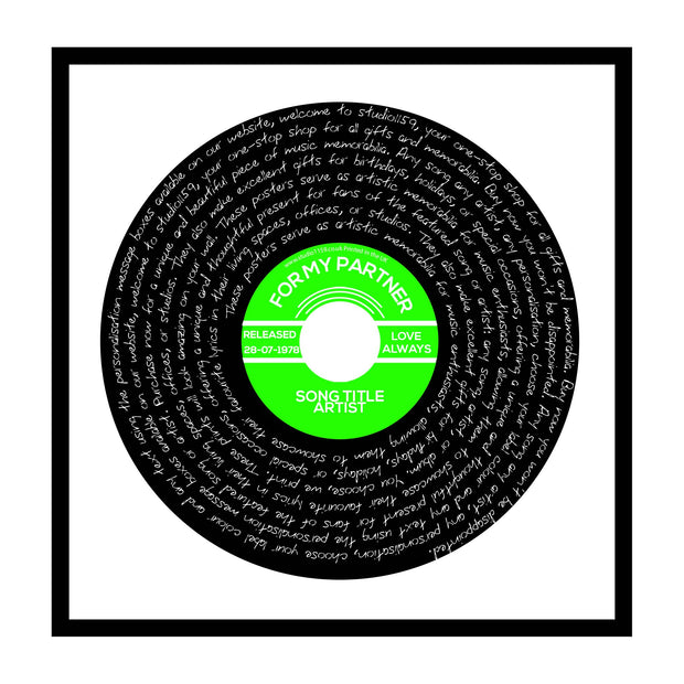 Personalised Song Lyric Poster Prints, Vinyl Record Wall Art - Any Song 8