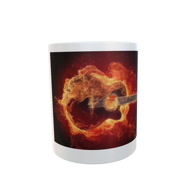 Guitar on fire music lover Mug Cup Novelty Rude 11oz mug gift / present