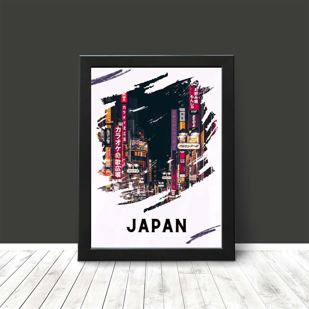 Japan Travel Poster Print Night Cityscape Modern Vibrant Wall Art
