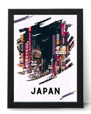 Japan Travel Poster Print Night Cityscape Modern Vibrant Wall Art