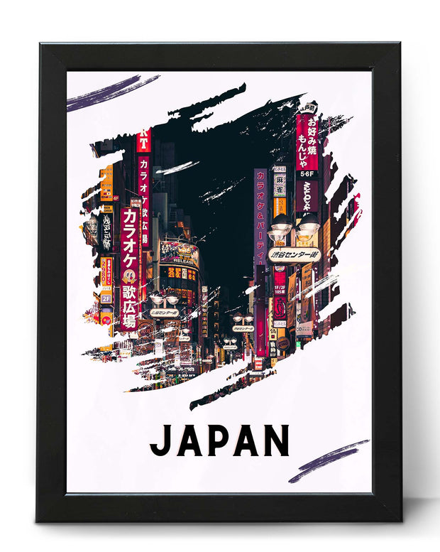Japan Travel Poster Print Night Cityscape Modern Vibrant Wall Art
