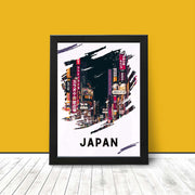Japan Travel Poster Print Night Cityscape Modern Vibrant Wall Art