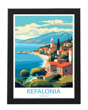 KEFALONIA GREECE POSTER PRINT RETRO TRAVEL WALL ART PRINTS ILLUSTRATION PRINTED GIFTS WHITE