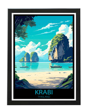 KRABI THAILAND POSTER PRINT RETRO TRAVEL WALL ART PRINTS & PRINTED GIFTS BLACK