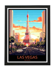 LAS VEGAS NEVADA POSTER PRINT CLASSIC TRAVEL WALL ART PRINTS EIFFEL TOWER ON THE STRIP BLACK