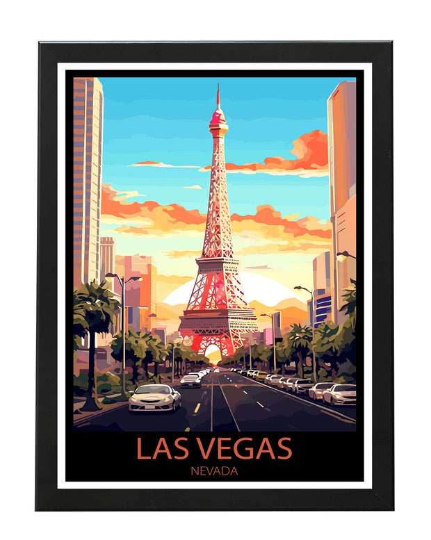 LAS VEGAS NEVADA POSTER PRINT CLASSIC TRAVEL WALL ART PRINTS EIFFEL TOWER ON THE STRIP BLACK