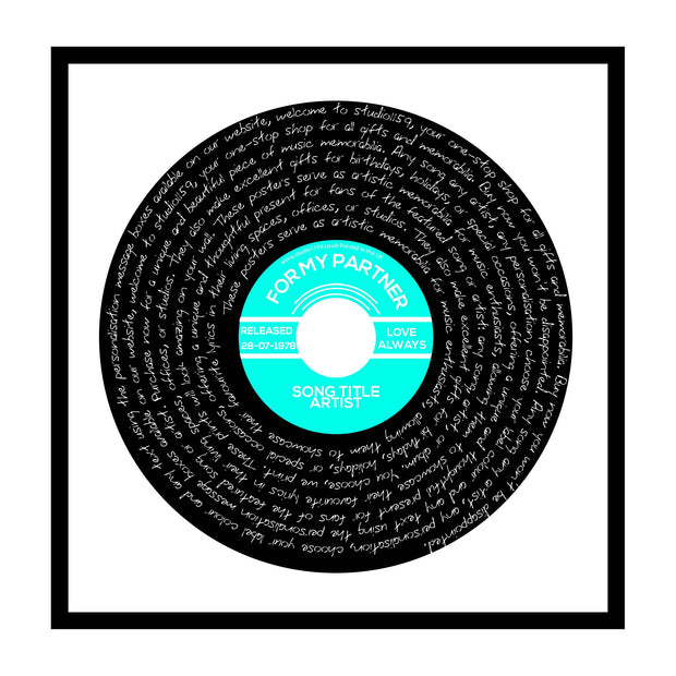 Personalised Song Lyric Poster Prints, Vinyl Record Wall Art - Any Song 4