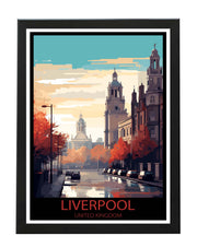 LIVERPOOL CITY PRINT TRAVEL POSTER WALL ART PRINTS LIVER BUILDING ARCHITECTURE BLACK