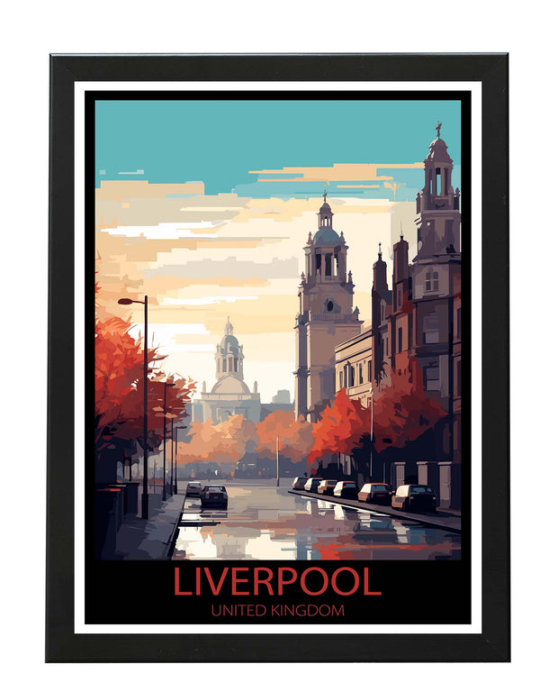 LIVERPOOL CITY PRINT TRAVEL POSTER WALL ART PRINTS LIVER BUILDING ARCHITECTURE BLACK