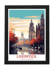 LIVERPOOL CITY PRINT TRAVEL POSTER WALL ART PRINTS LIVER BUILDING ARCHITECTURE WHITE