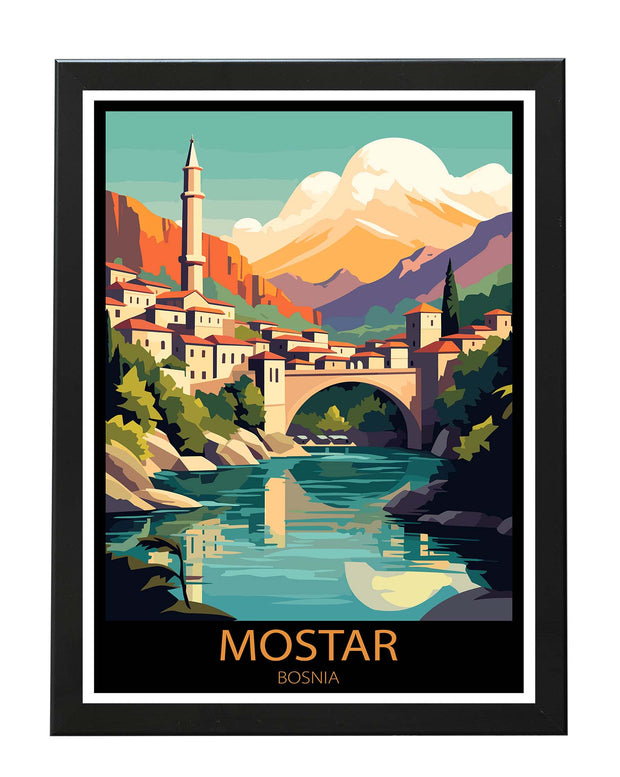 MOSTAR BOSNIA POSTER PRINT TRAVEL COLLECTION WALL ART HOME DECOR / GIFTS BLACK