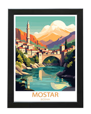 MOSTAR BOSNIA POSTER PRINT TRAVEL COLLECTION WALL ART HOME DECOR / GIFTS WHITE