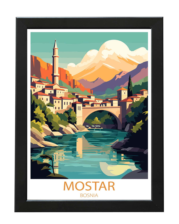 MOSTAR BOSNIA POSTER PRINT TRAVEL COLLECTION WALL ART HOME DECOR / GIFTS WHITE