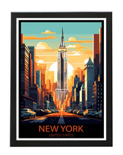 NEW YORK CITY POSTER PRINT RETRO TRAVEL WALL ART LANDMARK COLLECTION BLACK