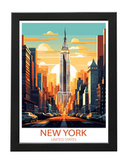 NEW YORK CITY POSTER PRINT RETRO TRAVEL WALL ART LANDMARK COLLECTION WHITE