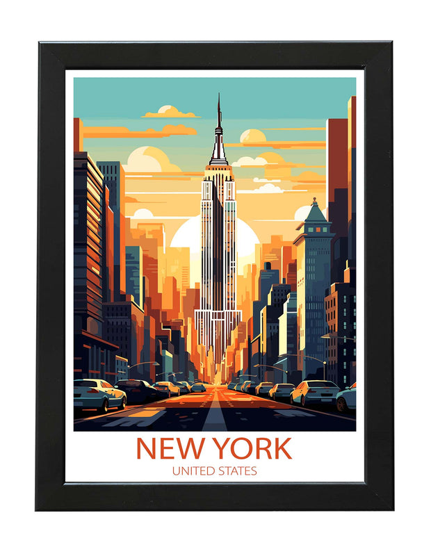 NEW YORK CITY POSTER PRINT RETRO TRAVEL WALL ART LANDMARK COLLECTION WHITE