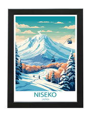 NISEKO JAPAN TRAVEL POSTER PRINT RETRO WALL ART LANDMARK COLLECTION WHITE