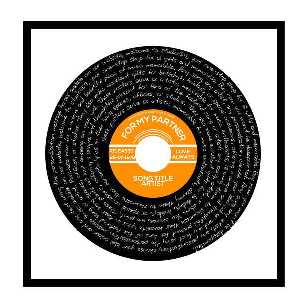 Personalised Song Lyric Poster Prints, Vinyl Record Wall Art - Any Song 1