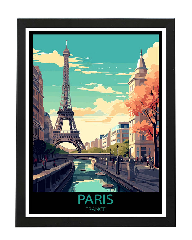 PARIS FRANCE EXQUISITE TRAVEL POSTER PRINT WALL ART LANDMARK EIFFEL TOWER BLACK