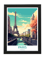 PARIS FRANCE EXQUISITE TRAVEL POSTER PRINT WALL ART LANDMARK EIFFEL TOWER WHITE