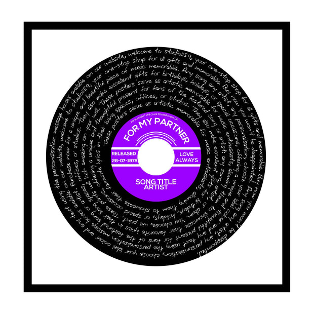 Personalised Song Lyric Poster Prints, Vinyl Record Wall Art - Any Song 5