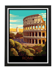 ROME ITALY TRAVEL POSTER PRINT LANDMARK WALL ART - COLOSSEUM ITALIAN ARCHITECTURE BLACK