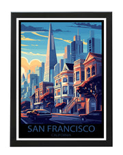 SAN FRANCISCO TRAVEL POSTER PRINT SKYLINE & ARCHITECTURE WALL ART PRINTS BLACK