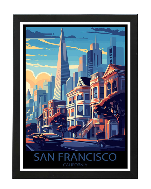 SAN FRANCISCO TRAVEL POSTER PRINT SKYLINE & ARCHITECTURE WALL ART PRINTS BLACK