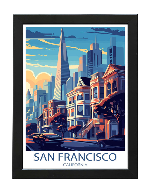 SAN FRANCISCO TRAVEL POSTER PRINT SKYLINE & ARCHITECTURE WALL ART PRINTS WHITE