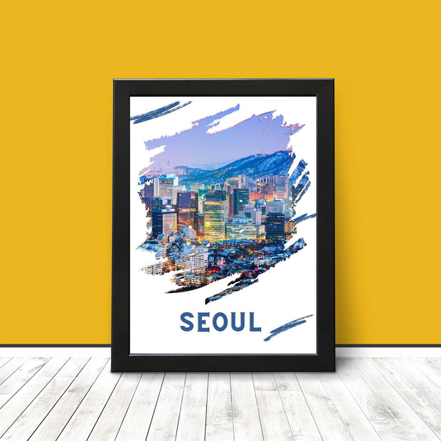 Seoul Cityscape Poster Print - South Korea Modern Travel Wall Art - Home Decor