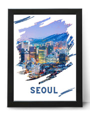 Seoul Cityscape Poster Print - South Korea Modern Travel Wall Art - Home Decor