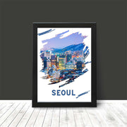 Seoul Cityscape Poster Print - South Korea Modern Travel Wall Art - Home Decor